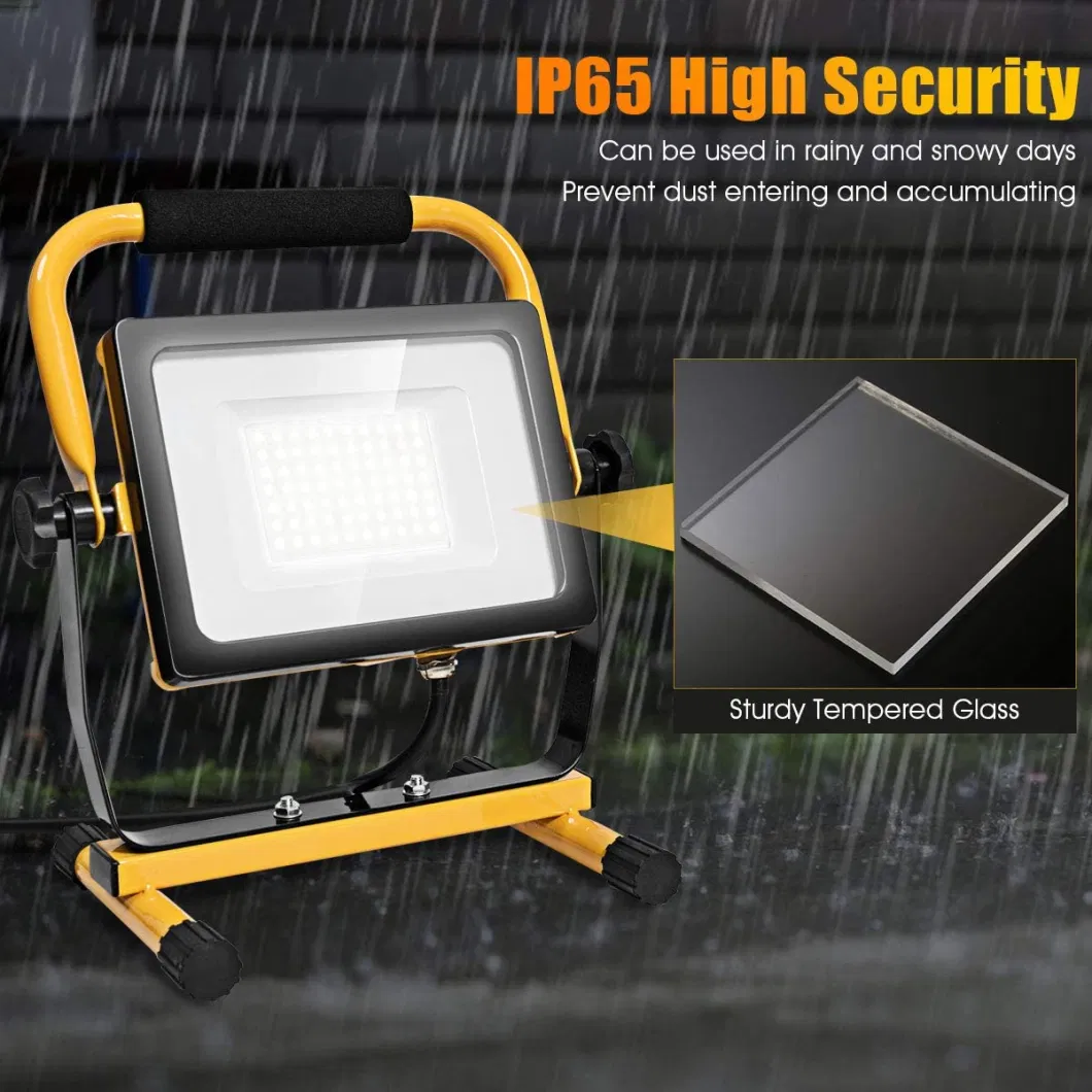 50W Industrial Flood Lamp with Handle Durable Removable LED Work Light