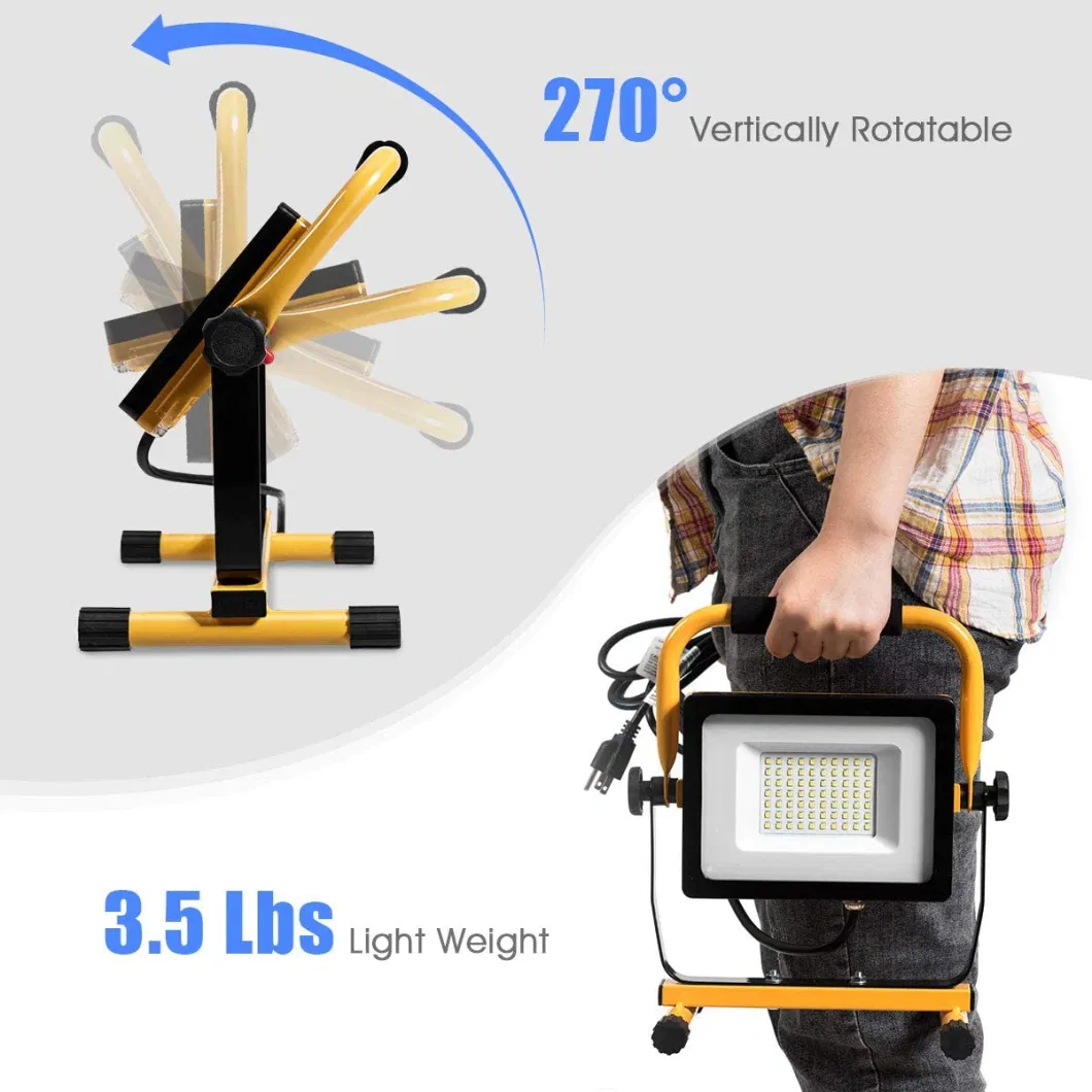 50W Industrial Flood Lamp with Handle Durable Removable LED Work Light