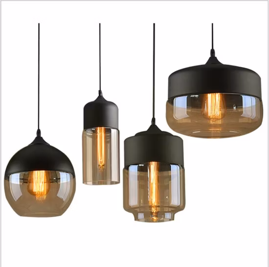 Modern Vintage Industrial Restaurant Bar Dining Room Home Indoor Chandelier Decoration Decorative Hanging Light Glass Ceiling Lighting LED E27 E26 Pendant Lamp