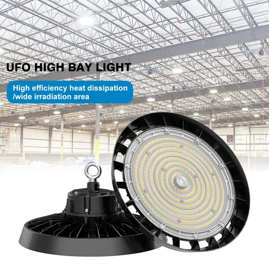 High Lumen Aluminum IP65 Industrial Lamp for Warehouse Workshop UFO LED High Bay Light Fixture 